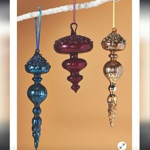 Anthropologie Set of 6 Golden Glass Ornaments